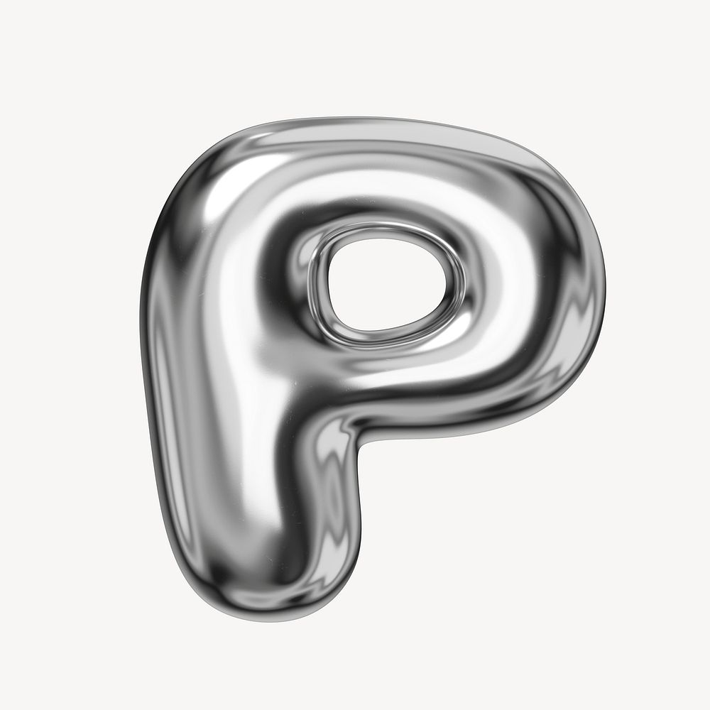 P alphabet, 3D chrome metallic balloon design