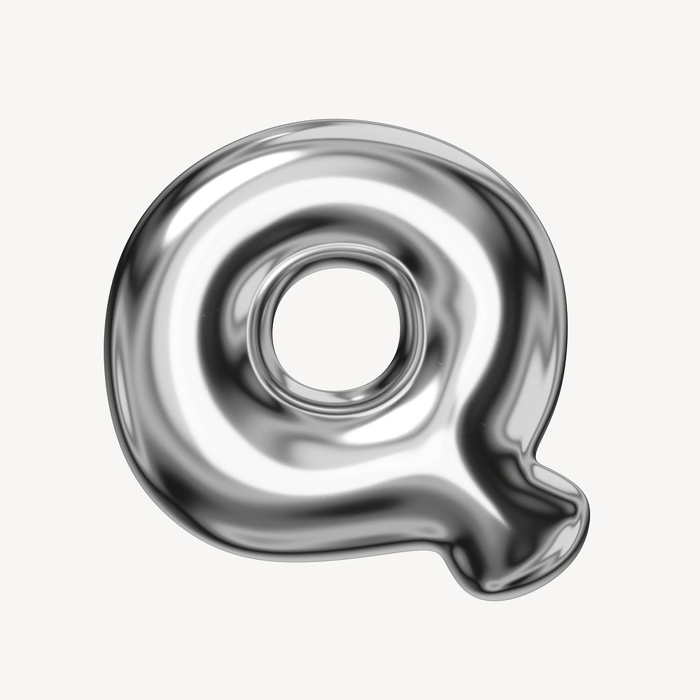 Q alphabet, 3D chrome metallic balloon design