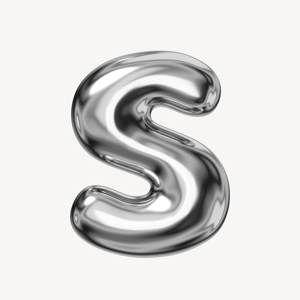 S alphabet, 3D chrome metallic balloon design