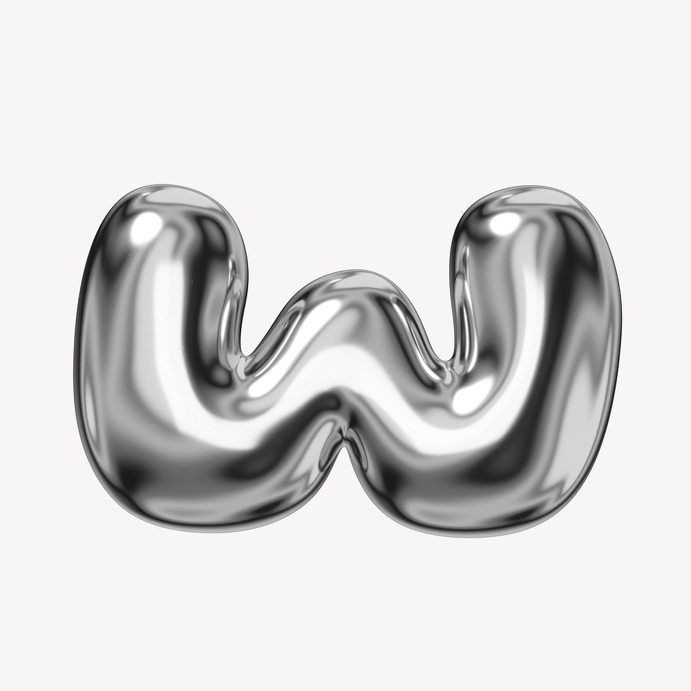 W alphabet, 3D chrome metallic balloon design