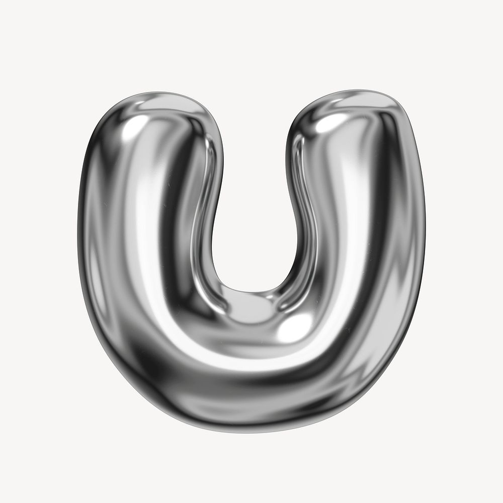 U alphabet, 3D chrome metallic balloon design