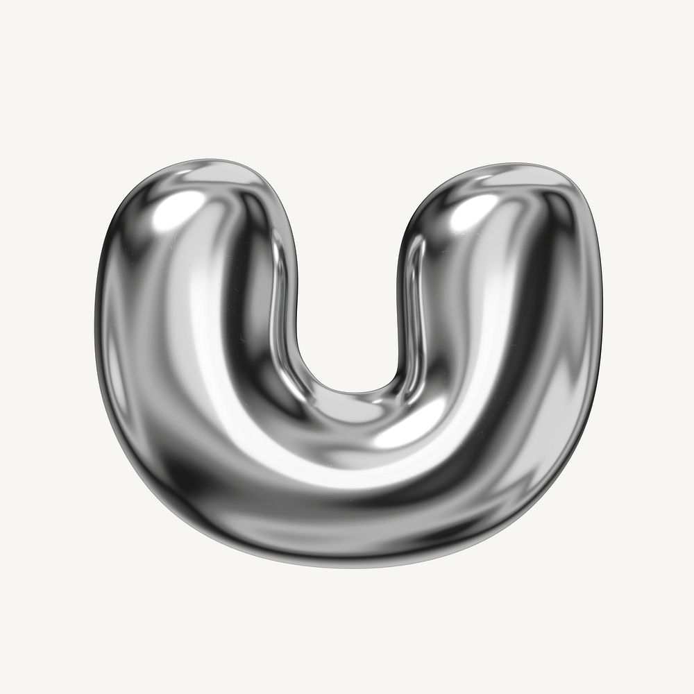 U alphabet, 3D chrome metallic balloon design