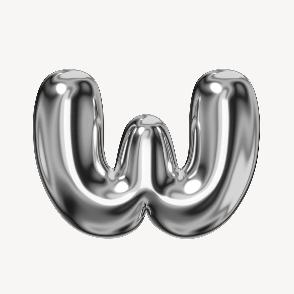W alphabet, 3D chrome metallic balloon design
