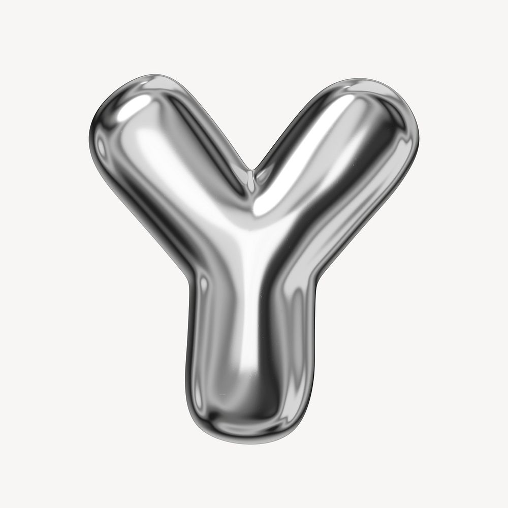Y alphabet, 3D chrome metallic balloon design