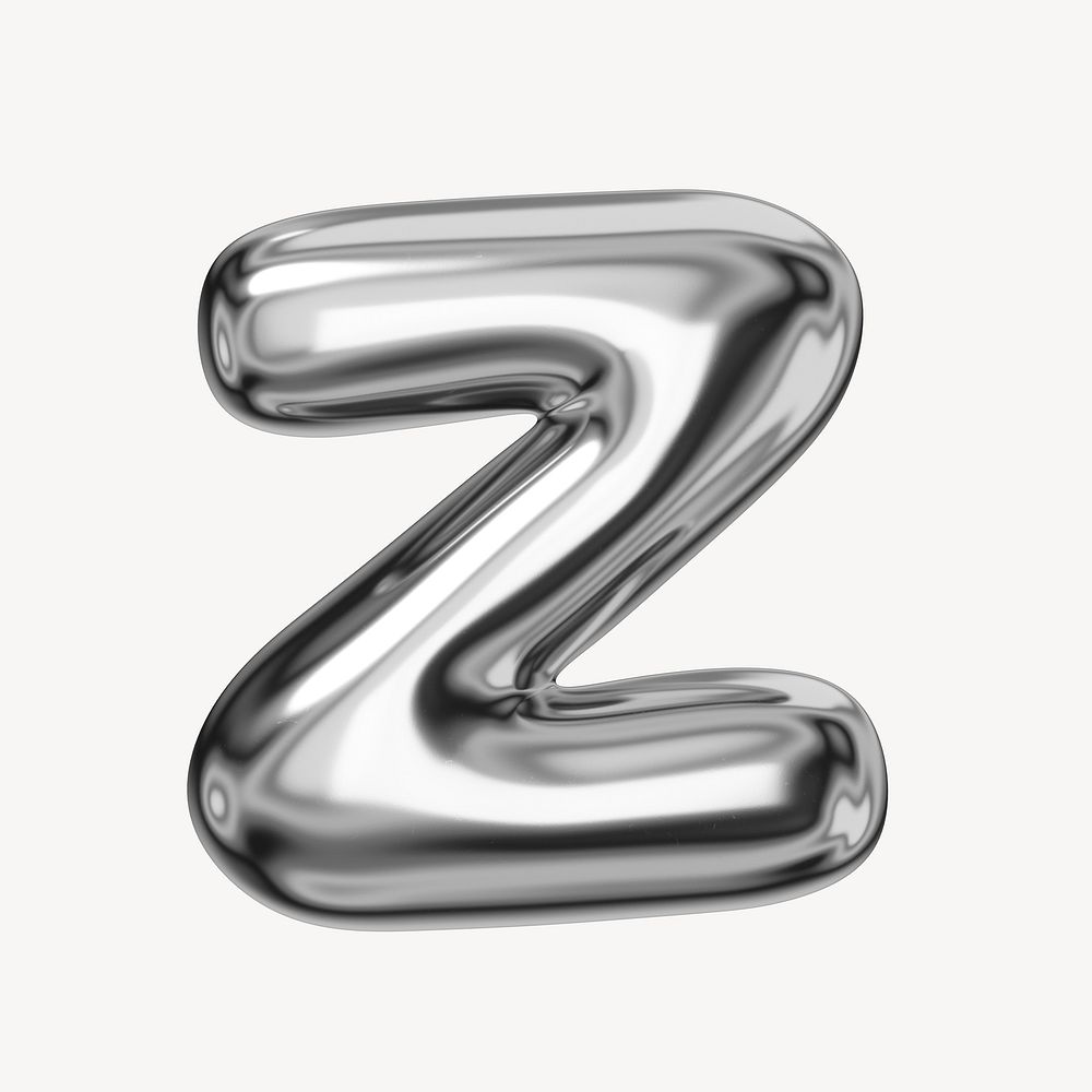 Z alphabet, 3D chrome metallic balloon design