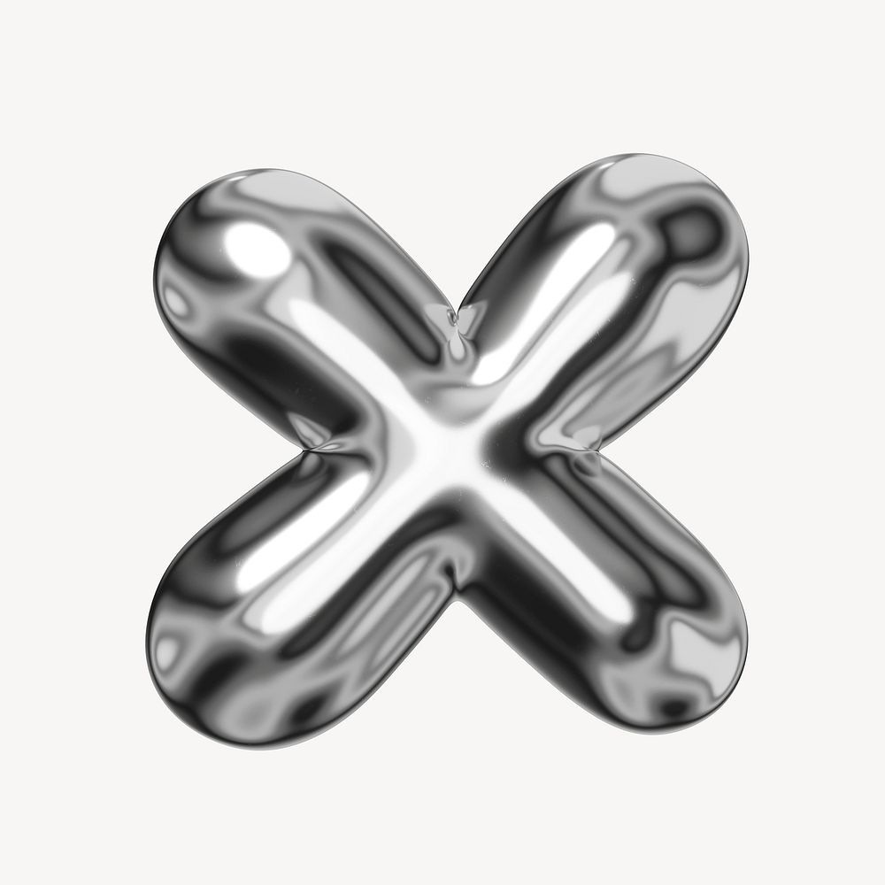 Multiply sign symbol, 3D chrome metallic balloon design