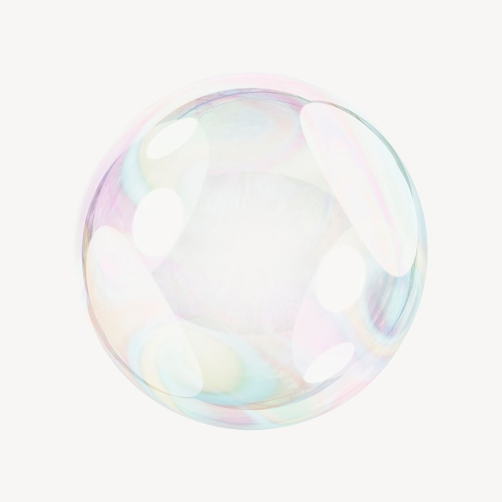 Holographic bubble, aesthetic collage element psd