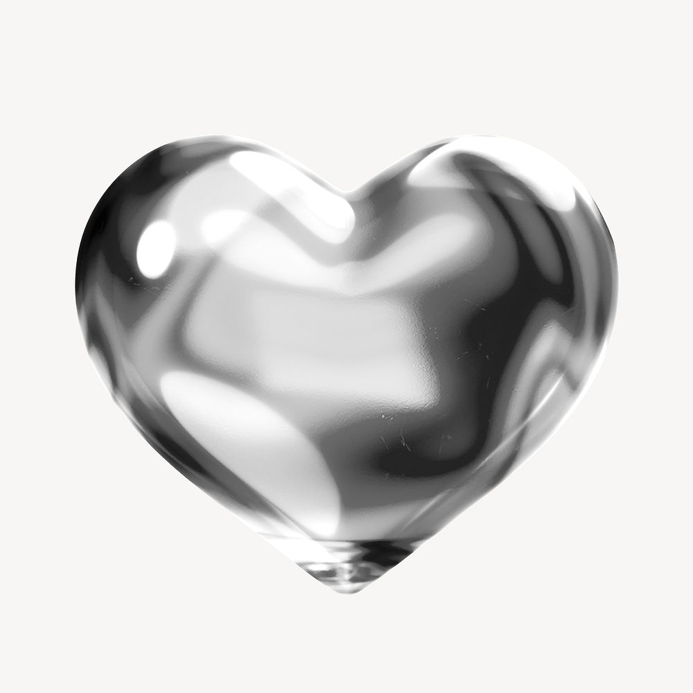 3D heart, metallic balloon texture