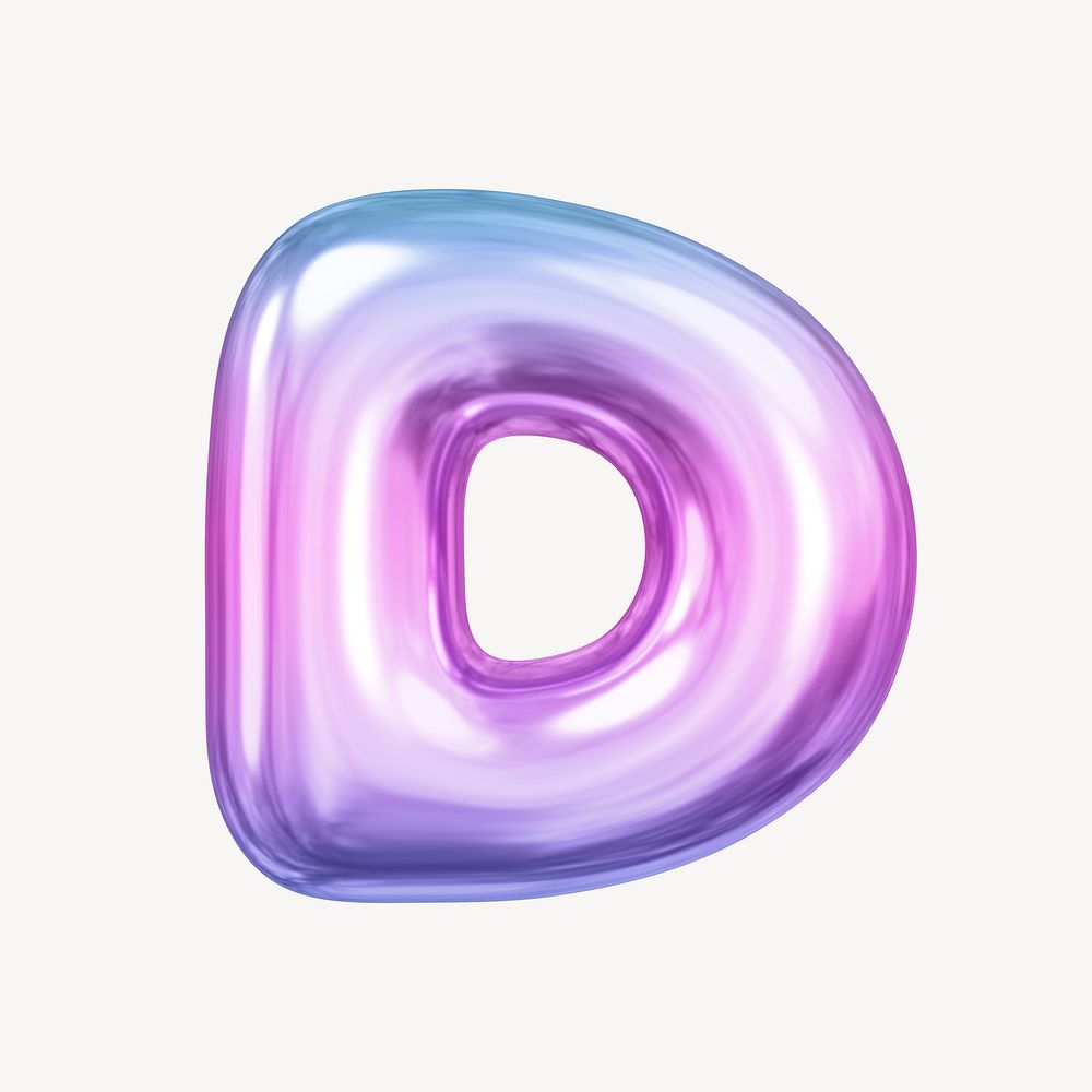 D letter, pink 3D gradient balloon English alphabet