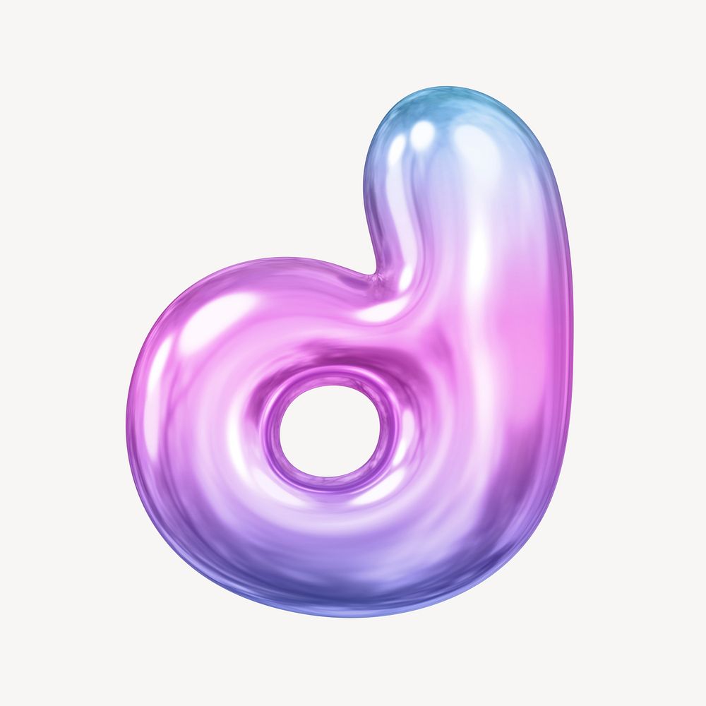 d letter, pink 3D gradient balloon English alphabet