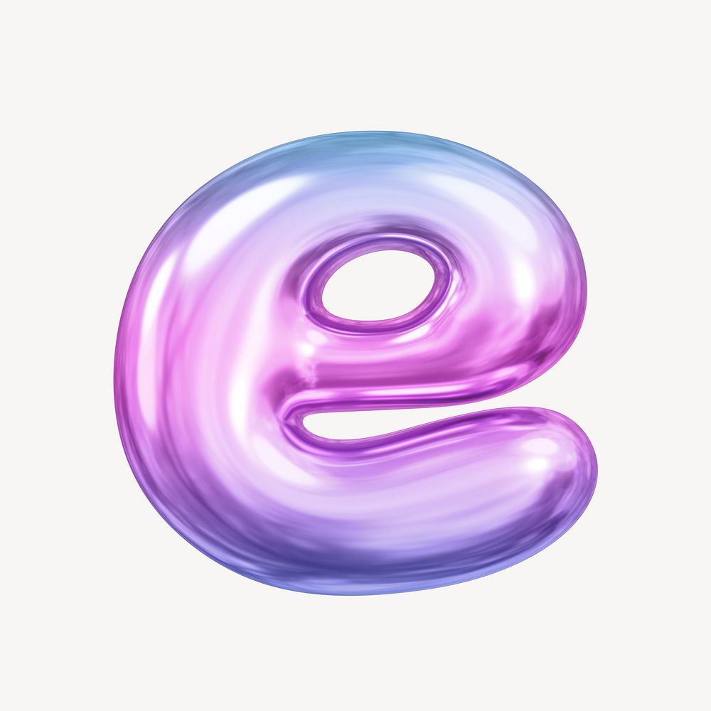 e letter, pink 3D gradient balloon English alphabet