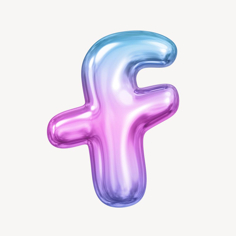 f letter, pink 3D gradient balloon English alphabet