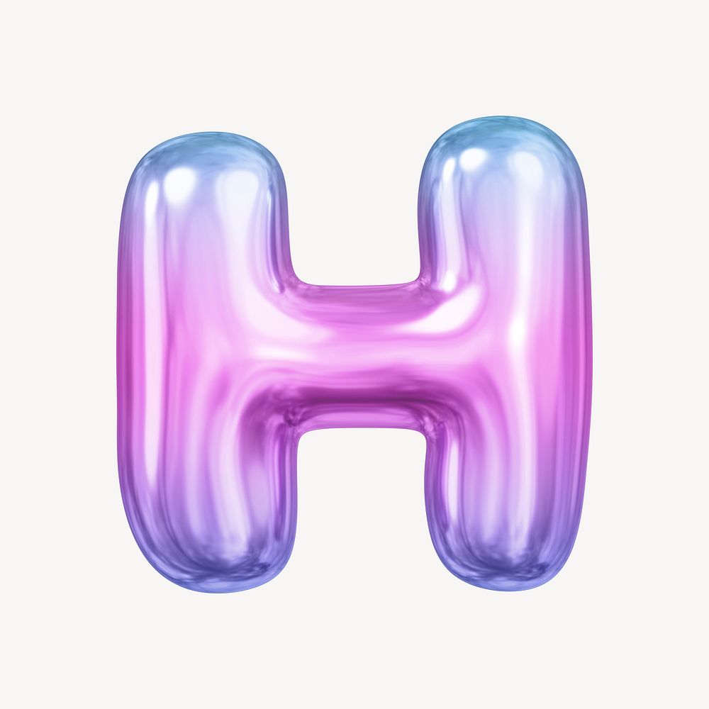 H letter, pink 3D gradient balloon English alphabet