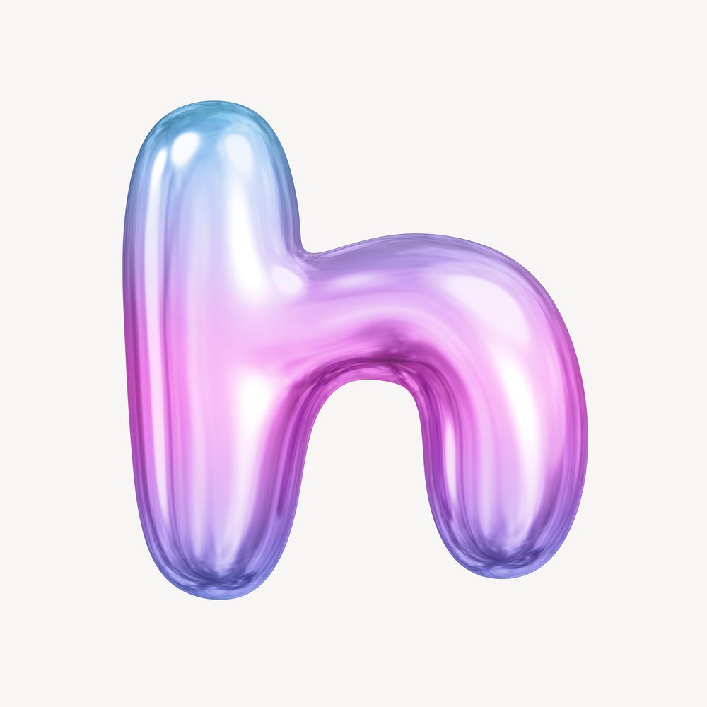 h letter, pink 3D gradient balloon English alphabet