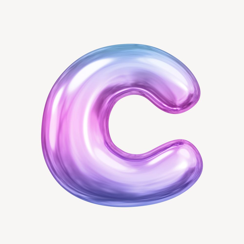 C letter, pink 3D gradient balloon English alphabet