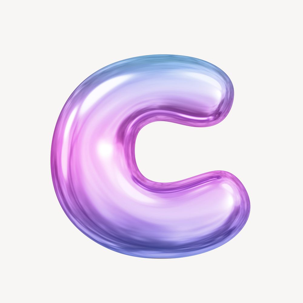 C letter, pink 3D gradient balloon English alphabet