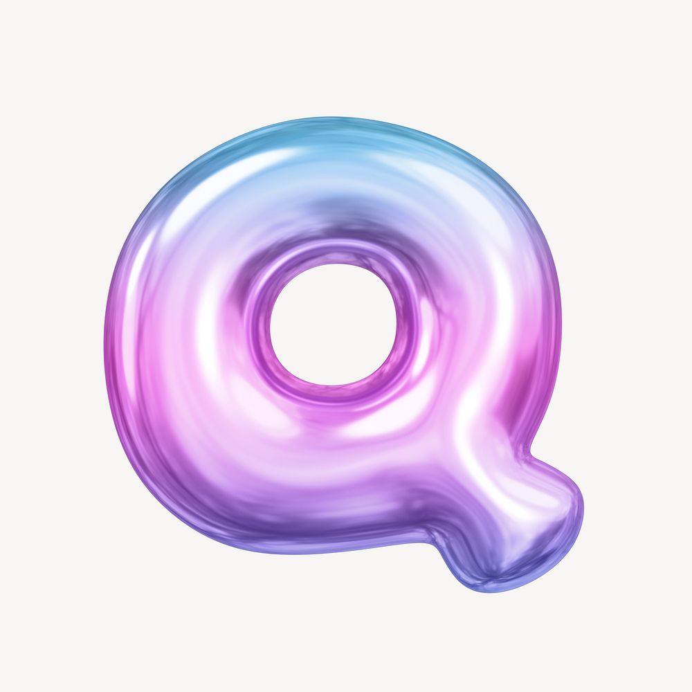 Q letter, pink 3D gradient balloon English alphabet