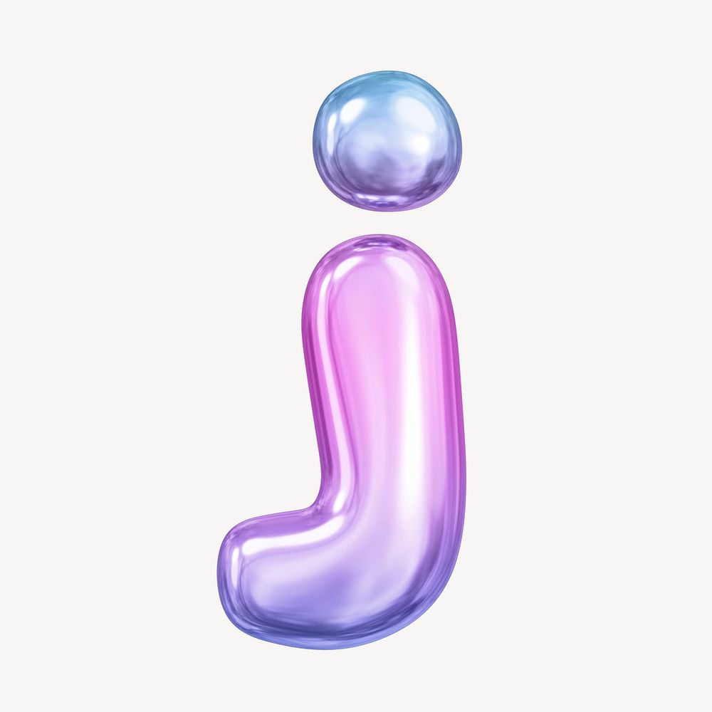 j letter, pink 3D gradient balloon English alphabet