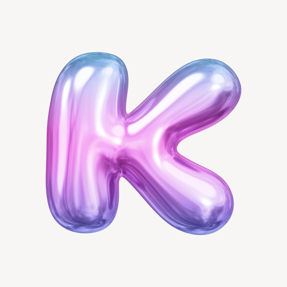 K letter, pink 3D gradient balloon English alphabet