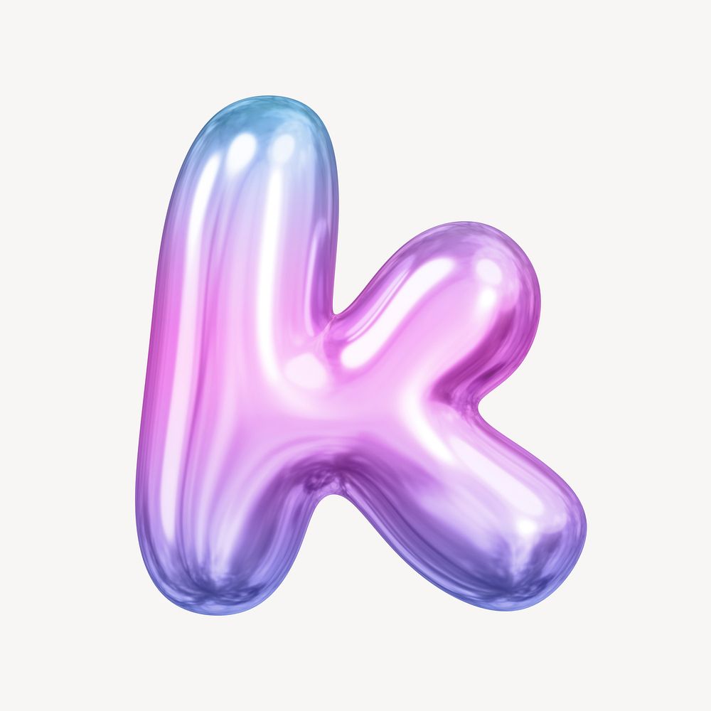k letter, pink 3D gradient balloon English alphabet