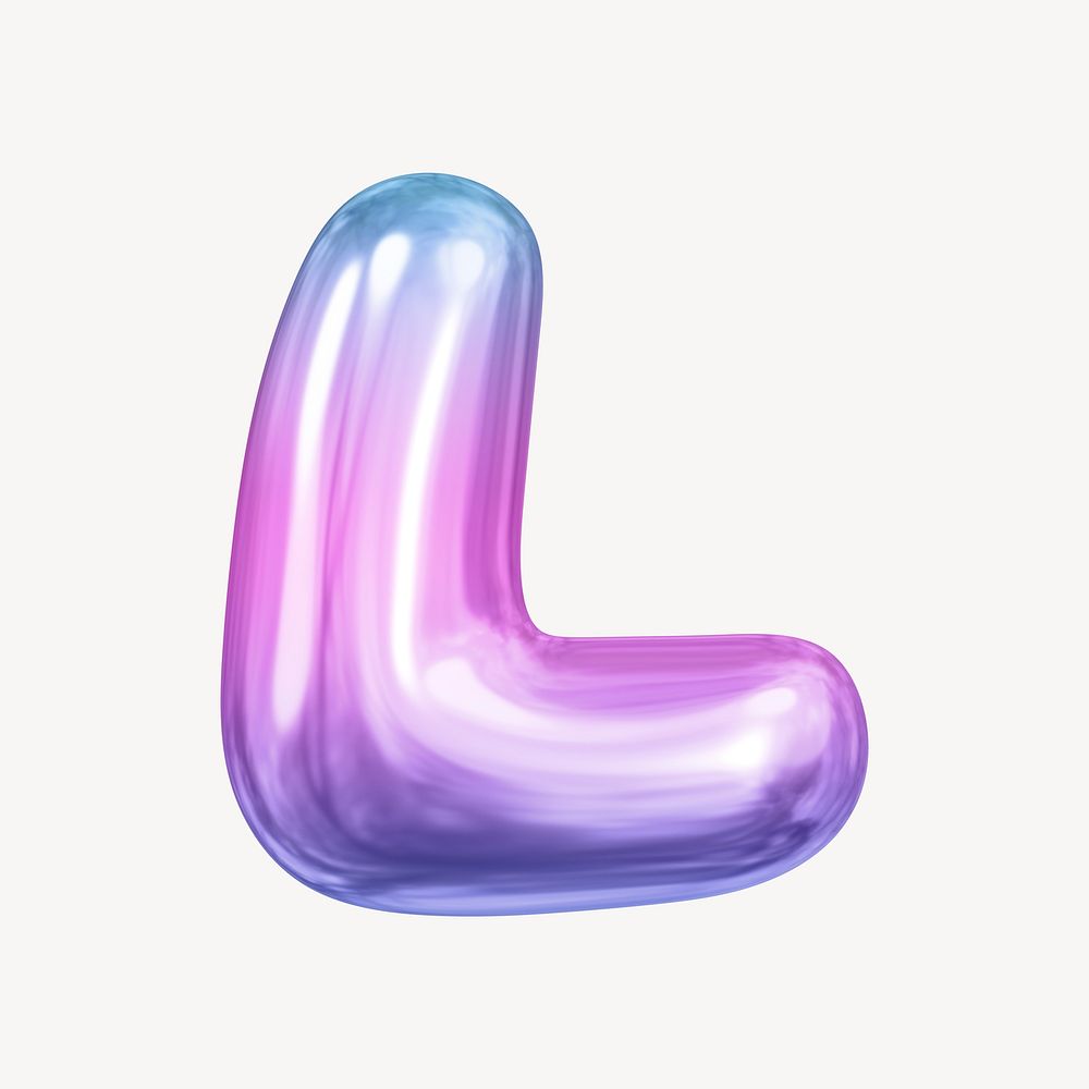 3D gradient L capital letter, pink English alphabet