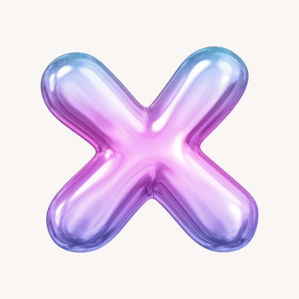 X letter, pink 3D gradient balloon English alphabet