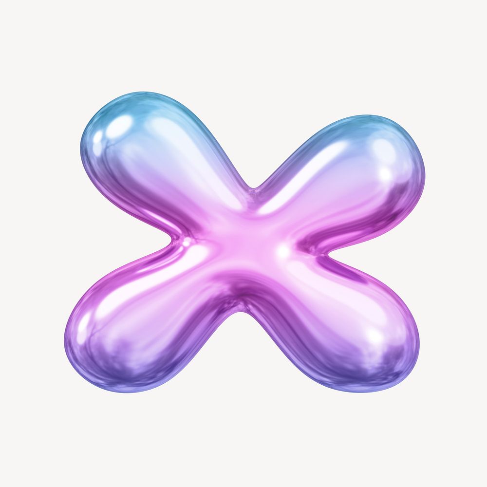 X letter, pink 3D gradient balloon English alphabet