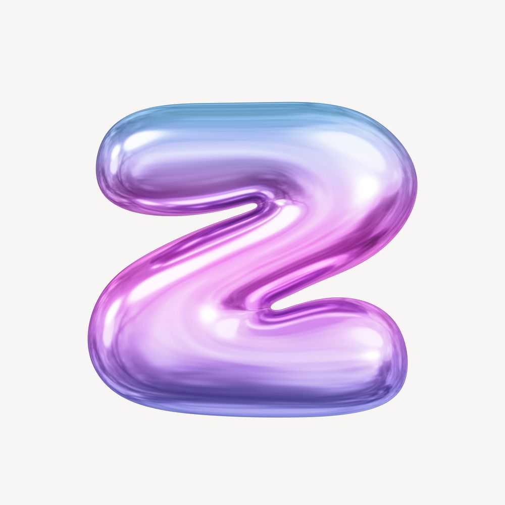Z letter, pink 3D gradient balloon English alphabet