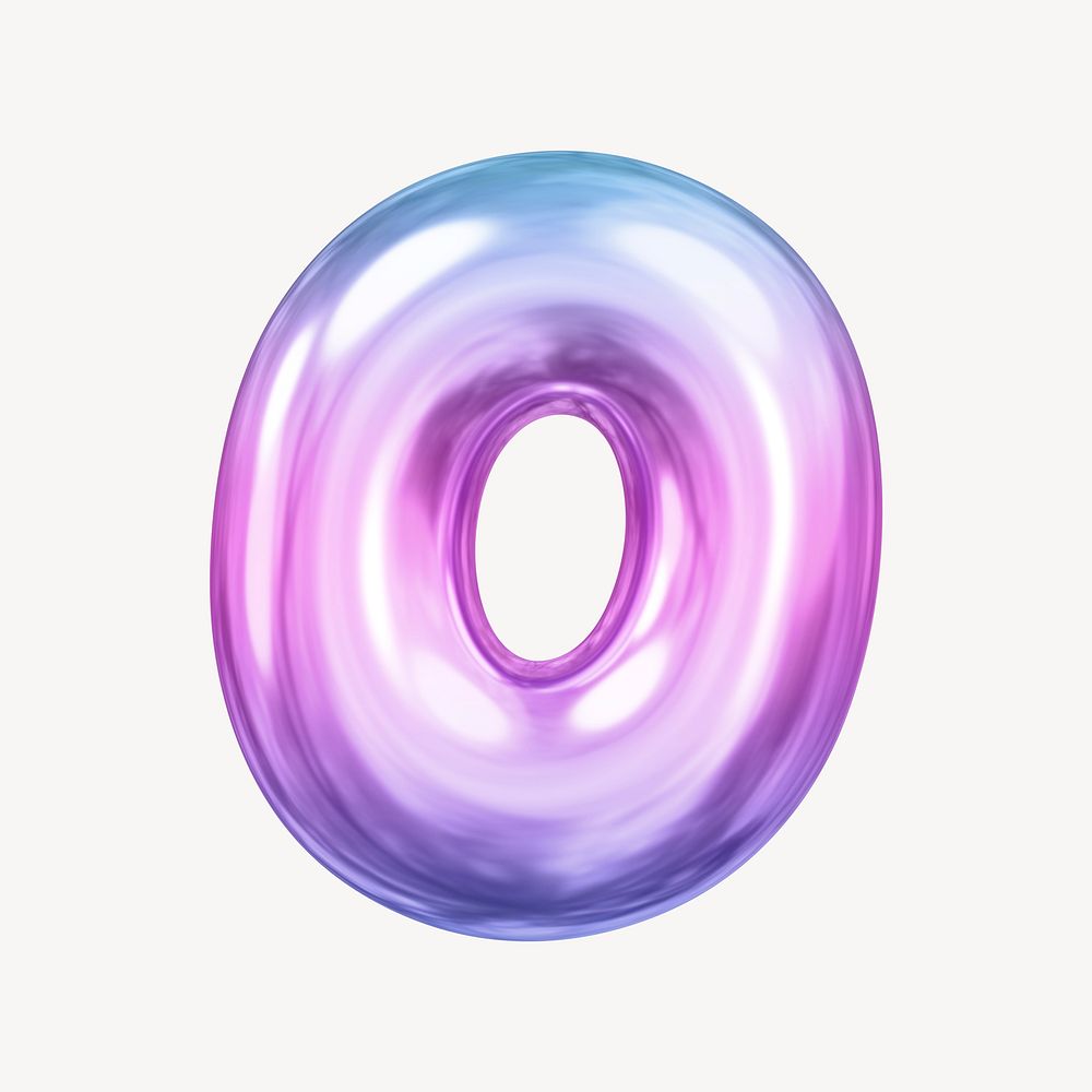 0 number zero, pink 3D gradient balloon design