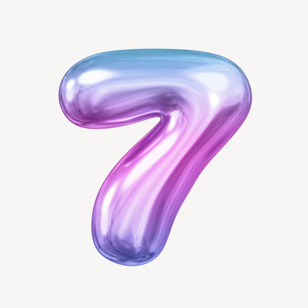 7 number seven, pink 3D gradient balloon design