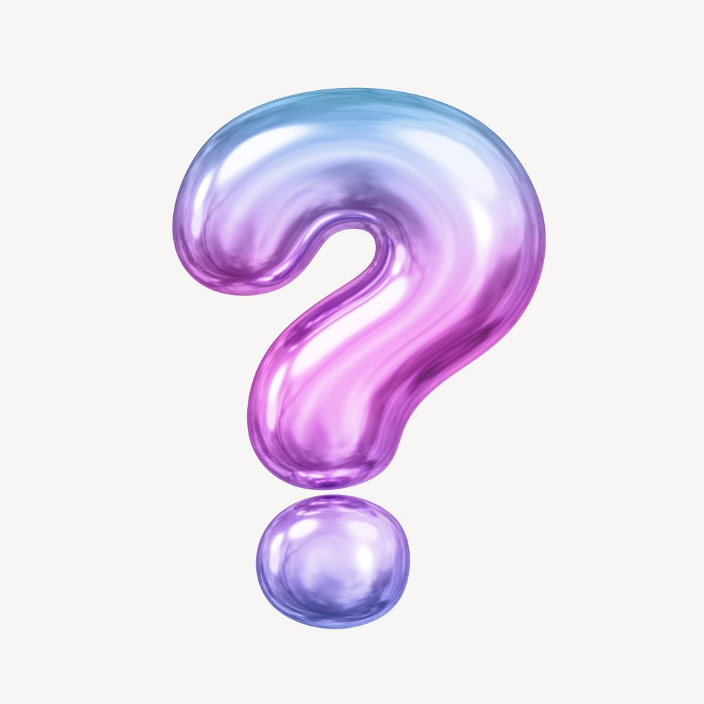Question mark symbol, pink 3D gradient balloon design