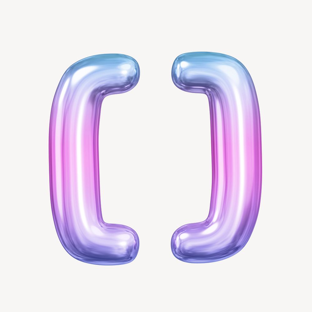 Square brackets symbol, pink 3D gradient balloon design