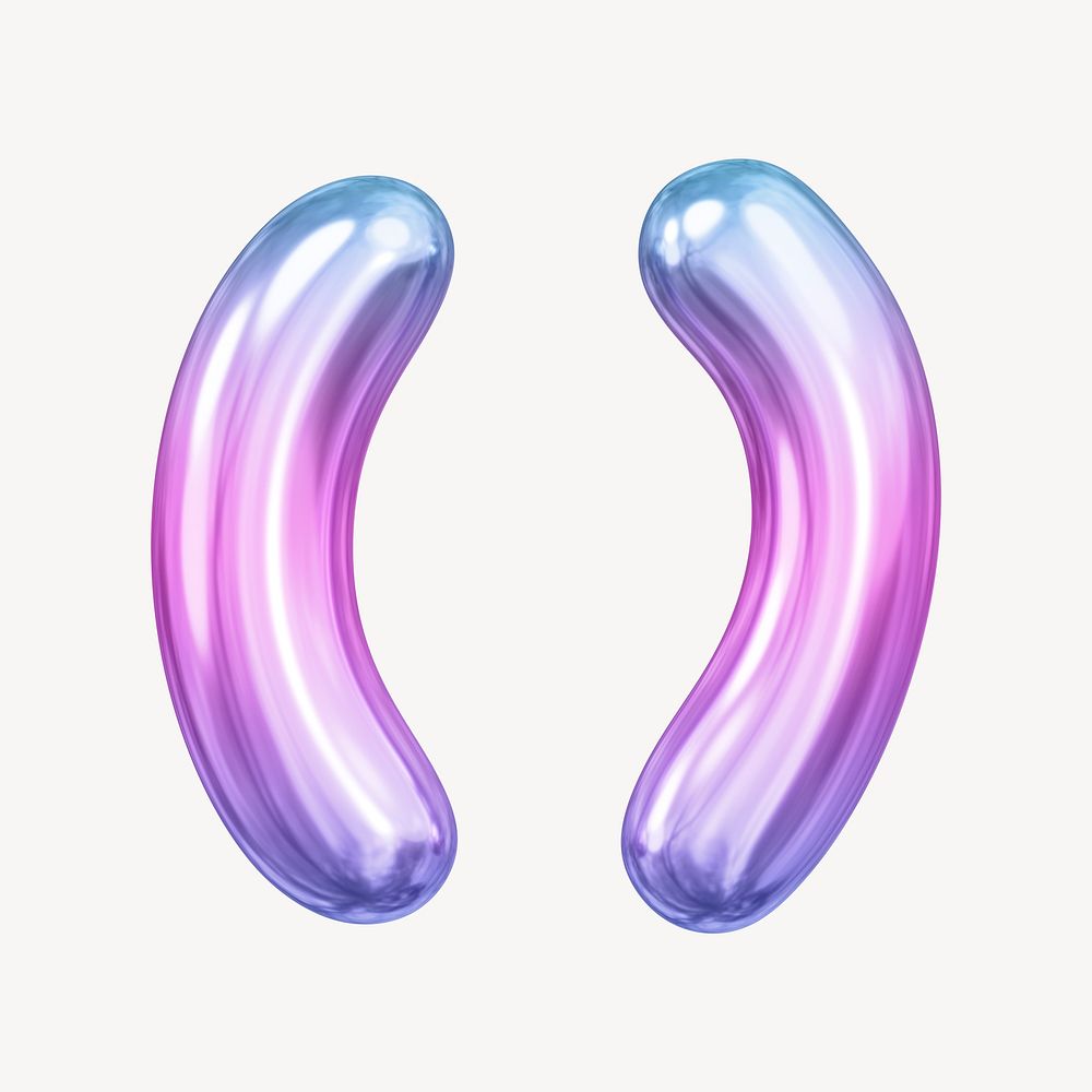 Parentheses brackets symbol, pink 3D gradient balloon design