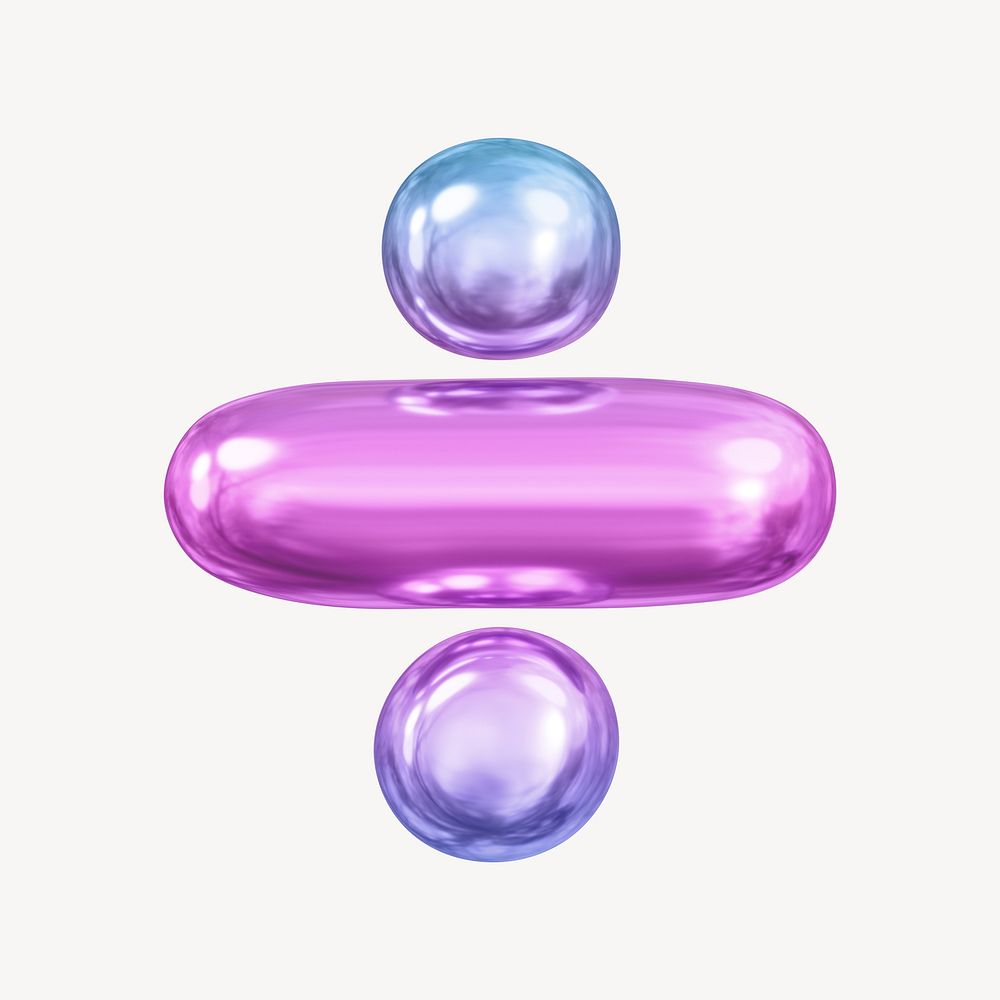 Division sign symbol, pink 3D gradient balloon design