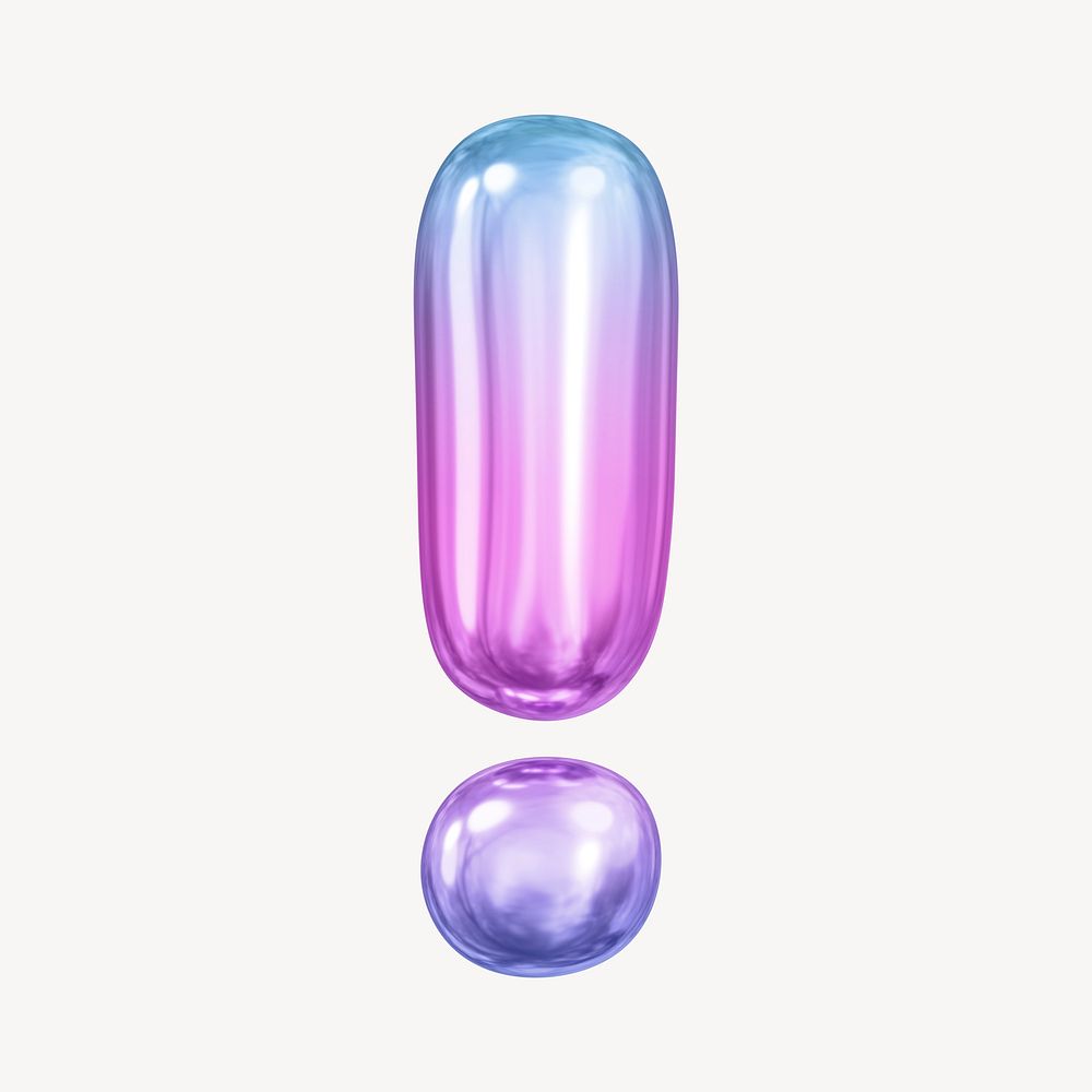 Exclamation mark symbol, pink 3D gradient balloon design