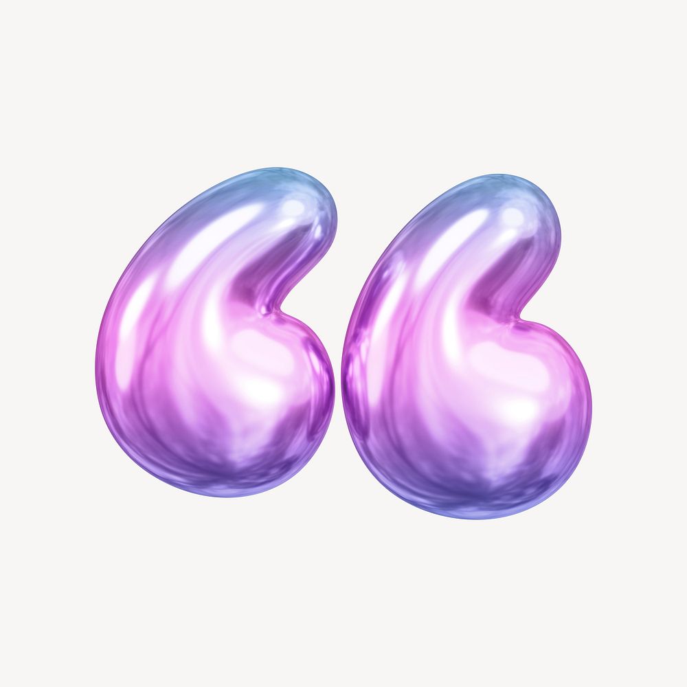 Quotation mark, pink 3D gradient balloon design