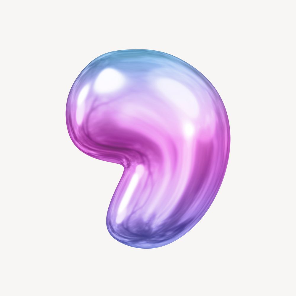 Comma mark, pink 3D gradient balloon design