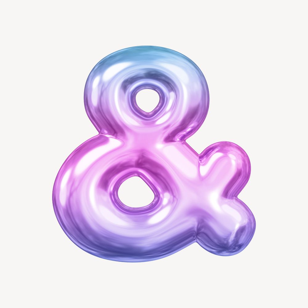 Ampersand sign, pink 3D gradient balloon design
