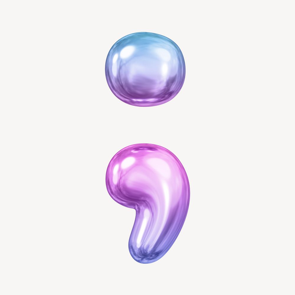Semicolon symbol, pink 3D gradient balloon design