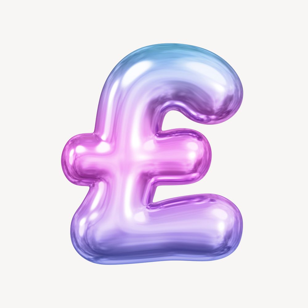 British pound sign, pink 3D gradient balloon