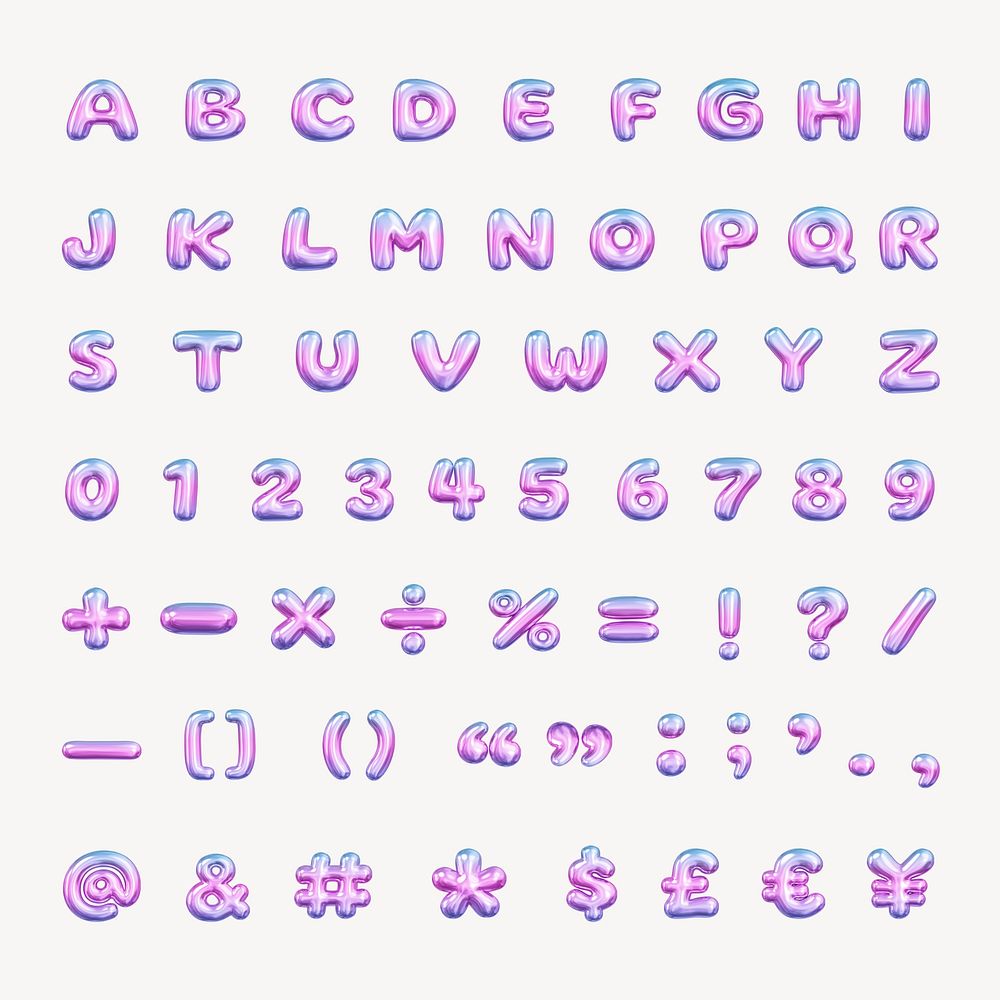 A-Z letters,  3D pink gradient balloon English alphabet set