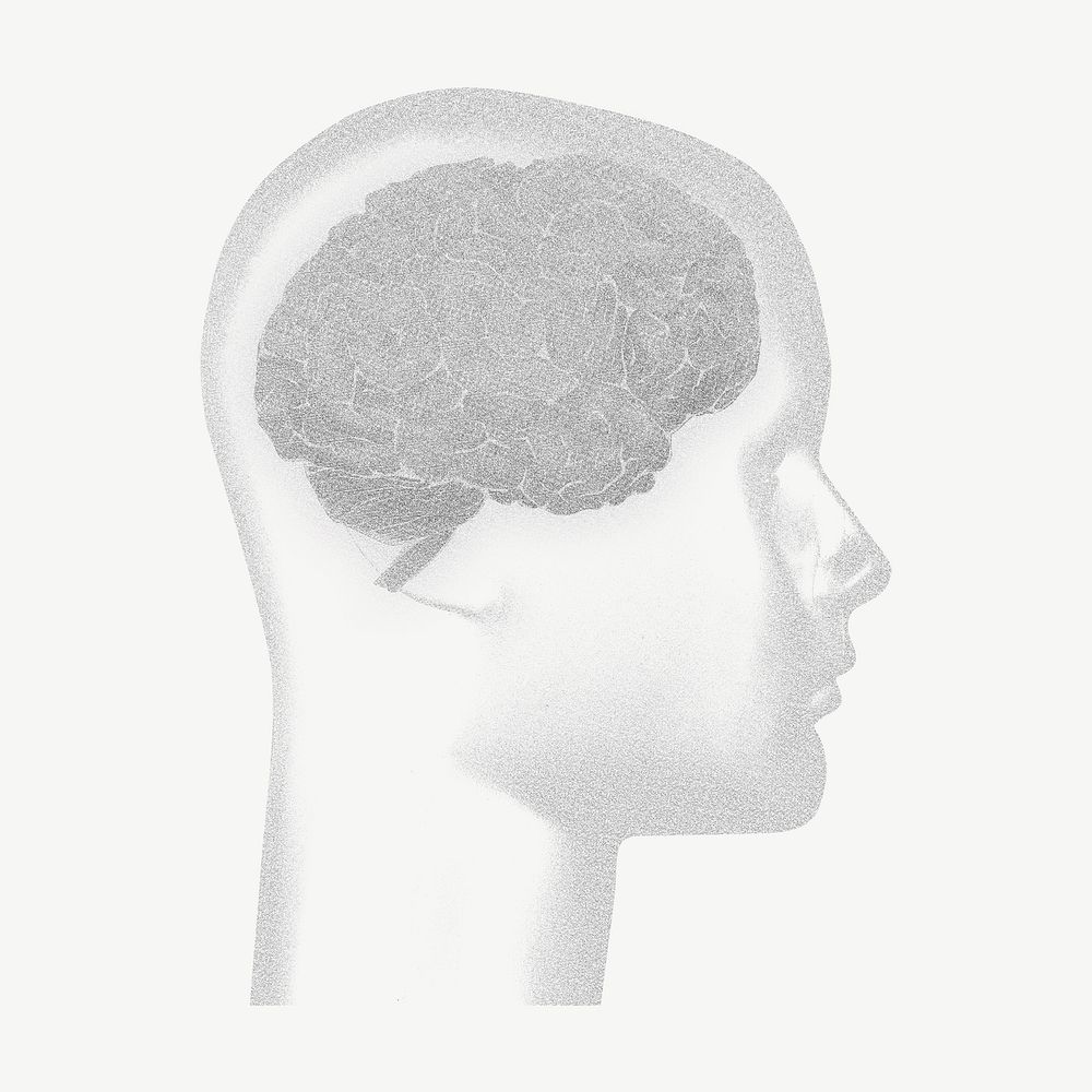 Human brain, black and white design
