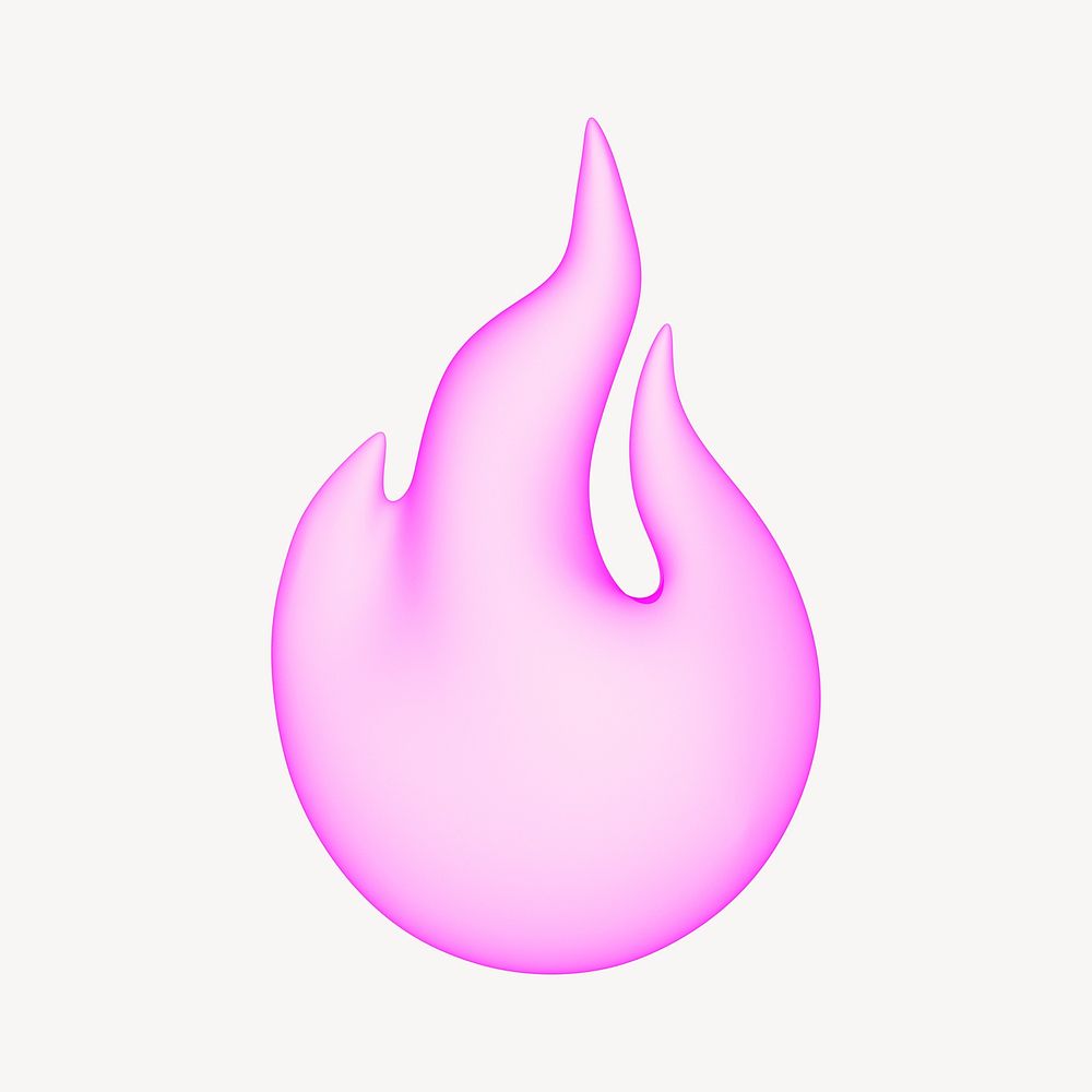 Pink flame 3D icon, glossy design