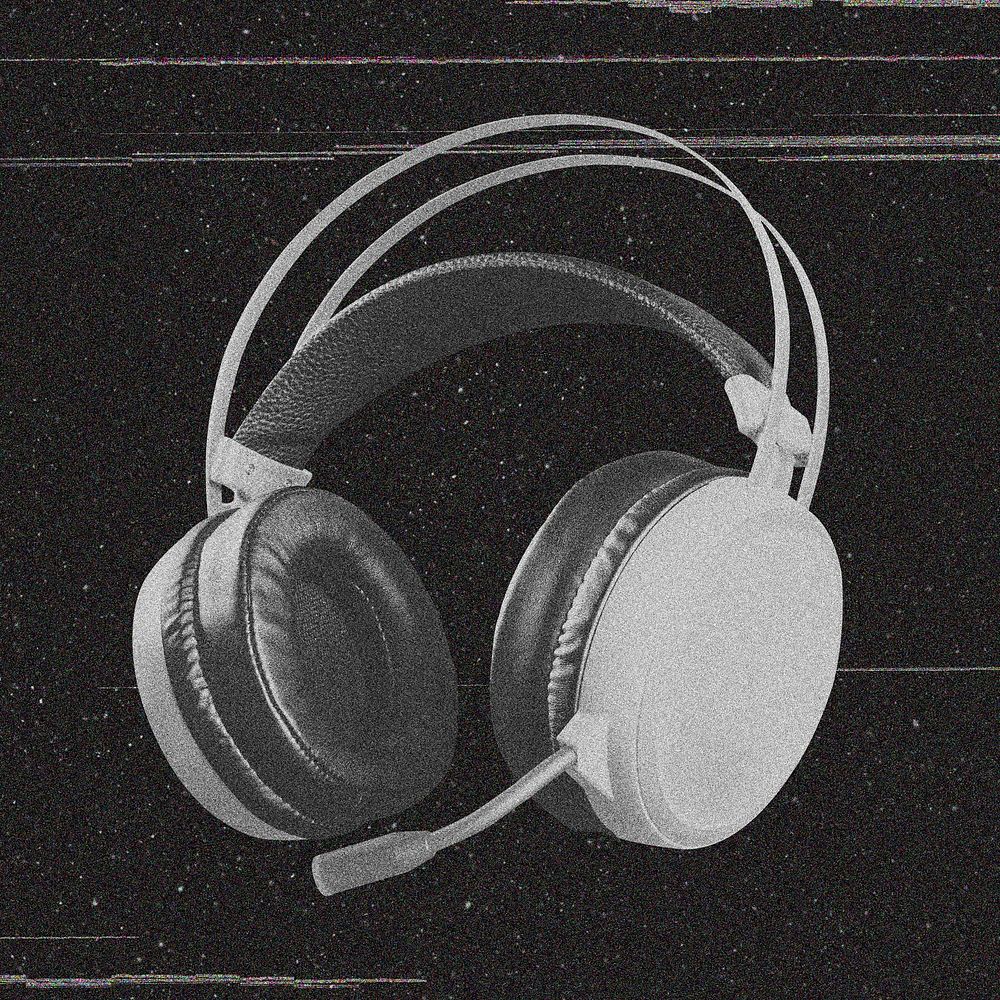 Black and white headphone, music design  