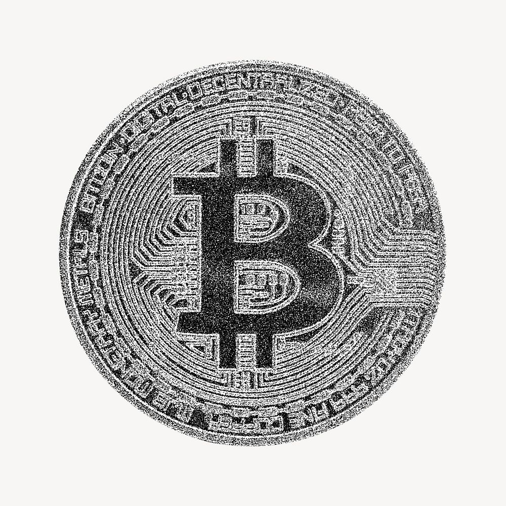 Bitcoin collage element, digital currency design psd