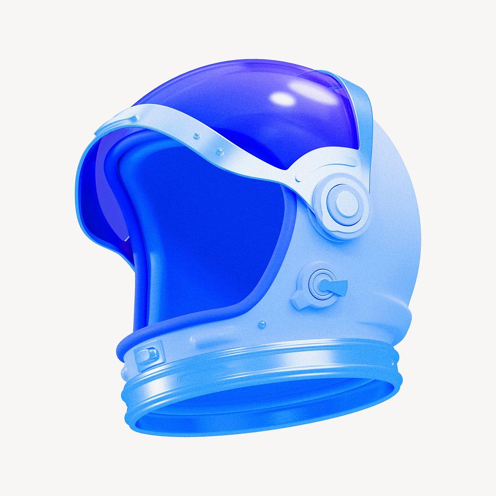 Blue astronaut helmet collage element psd