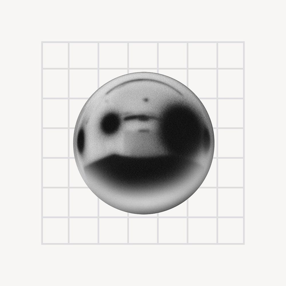 Black orb on grid, abstract design