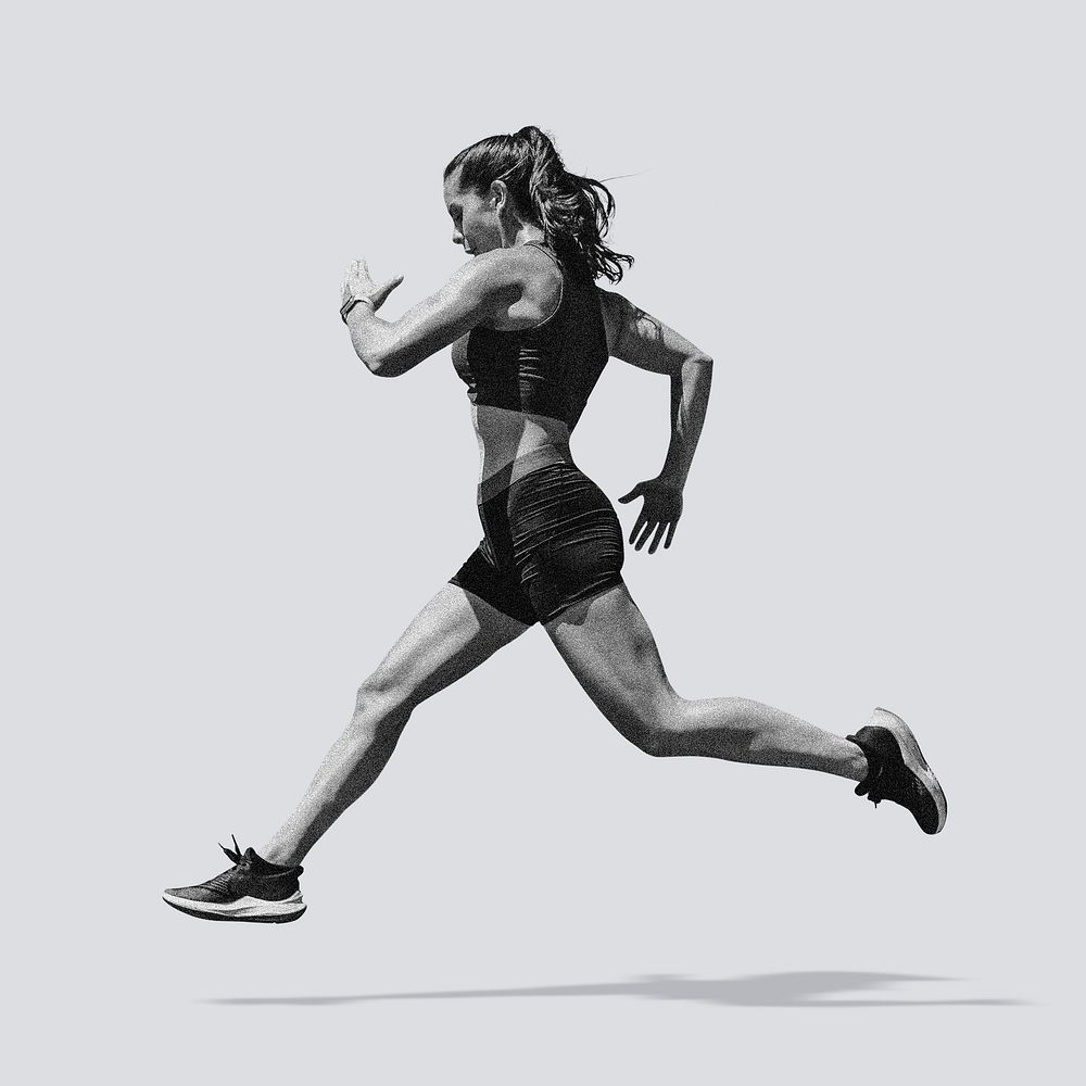 Female runner, athlete black and white
