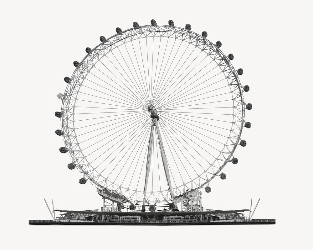 London Eye collage element, vintage illustration psd