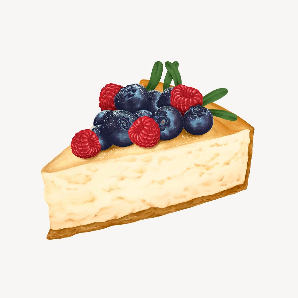 Mixed-berry cheesecake, homemade dessert illustration vector